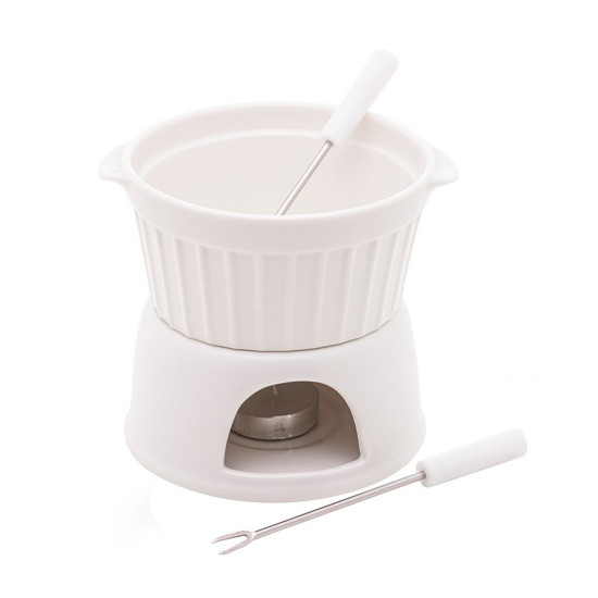 Imagem APARELHO DE FONDUE 4 PEÇAS DE PORCELANA CLASSIC BRANCO 400ML - LYOR