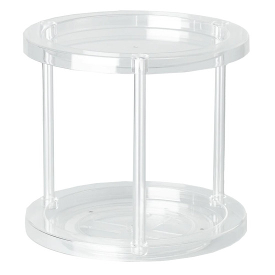 Imagem ORGANIZADOR PARA COSMÉTICOS DUPLO REDONDO GIRATÓRIO EM ACRILICO TRANSPARENTE 23CM - PARAMOUNT