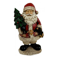 Imagem de PAPAI NOEL DECORATIVO DE RESINA COM ÁRVORE 29CM - ZONA LIVRE  - Zona Livre Logistica Epp