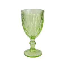 Imagem de TAÇA DE VIDRO DIAMANTE 340ML COR VERDE 9X9X17CM  - Best Kaza Comercio Importacao E Exportacao Ltda