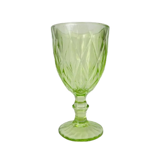 Imagem TAÇA DE VIDRO DIAMANTE 340ML COR VERDE 9X9X17CM 