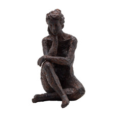 Imagem de ESCULTURA EM RESINA MULHER SENTADA DECORATIVA 27CM  - Cross Comercial Ltda