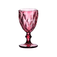 Imagem de TAÇA DE VIDRO DIAMANTE 340ML COR MARSALA 9X9X17CM  - Best Kaza Comercio Importacao E Exportacao Ltda