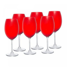 Imagem de CONJUNTO 6 TAÇAS DE VINHO DE CRISTAL ECOLÓGICO BANQUET VERMELHO 580ML - Rojemac Impotacao E Exportacao Ltda