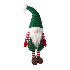 Imagem de KRINGLE DECORATIVO DE PELÚCIA EM PÉ COR VERDE COM VERMELHO 60CM - CROMUS  - Cromus Embalagens Ind. E Com. Ltda