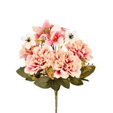 Imagem de BUQUÊ MISTO DECORATIVO DE ZINNIA E ORQUÍDEA MALVA EM PLÁSTICO MOLDÁVEL - GRILLO - Grillo Ltda