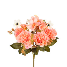 Imagem de BUQUÊ MISTO DECORATIVO DE ZINNIA E ORQUÍDEA SALMÃO EM PLÁSTICO MOLDÁVEL - GRILLO - Grillo Ltda