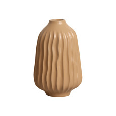 Imagem de VASO DECORATIVO ESTRIADO EM CERÂMICA BEGE 27,8X18CM - CERÂMICA MAZZOTTI - Ceramica Artistica Mazzotti Ltda