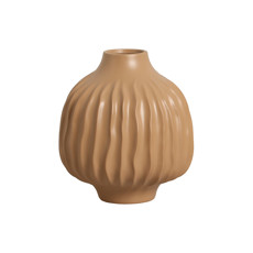 Imagem de VASO DECORATIVO ESTRIADO EM CERÂMICA BEGE FOSCO 27,7X20,5CM - CERÂMICA MAZZOTTI - Ceramica Artistica Mazzotti Ltda