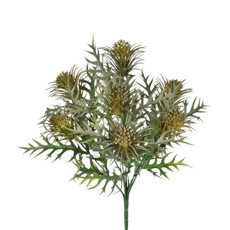 Imagem de BUQUÊ DECORATIVO DE FOLHAS E BOTÕES VERDES EM PLÁSTICO MOLDÁVEL 34X10CM - GRILLO - Grillo Ltda