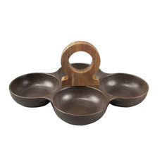 Imagem de PETISQUEIRA EM CERÂMICA PRETA DETALHE EM MADEIRA 12,7X27,7X27,7CM - CROSS - Cross Comercial Ltda