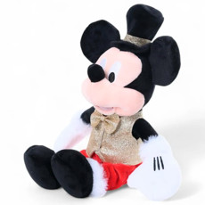 Imagem de PELÚCIA NATALINA MICKEY COM CALÇA VERMELHA E COLETE DOURADO 30X21X10CM - CROMUS - Cromus Embalagens Ind E Com Ltda