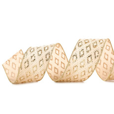 Imagem de FITA ARAMADA DOURADA EM POLIÉSTER 10CMX9,14M - CROMUS - Cromus Embalagens Ind E Com Ltda