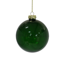 Imagem de BOLA NATALINA DECORATIVA DE VIDRO VERDE TRANSPARENTE 10CM - GRILLO - Grillo Ltda