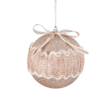 Imagem de BOLA NATALINA DECORADA CHAMPAGNE 8CM EM PVC COM GLITTER 3 PEÇAS - GRILLO - Grillo Ltda