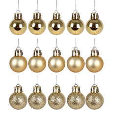 Imagem de BOLA NATALINA DECORATIVA DOURADA 3CM 15 PEÇAS EM PVC - GRILLO - Grillo Ltda