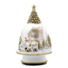 Imagem de GLOBO DE NEVE CENÁRIO NATALINO BRANCO E DOURADO COM MÚSICA 22CM - TOKDACASA - Cromus Embalagens Ind E Com Ltda