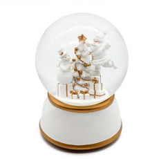 Imagem de GLOBO DE NEVE CENÁRIO NATALINO BRANCO E DOURADO COM MÚSICA 16CM - TOKDACASA - Cromus Embalagens Ind E Com Ltda