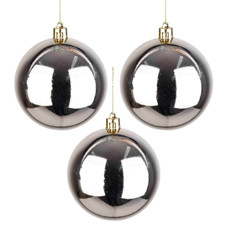 Imagem de BOLA NATALINA CHAMPAGNE DECORATIVA METALIZADA 6CM DE PLÁSTICO 3 PEÇAS - GRILLO - Grillo Ltda