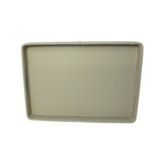 Imagem de BANDEJA RETANGULAR DECORATIVA EM COURO SINTÉTICO CINZA E MADEIRA 5X53X37CM - CROSS - Cross Comercial Ltda