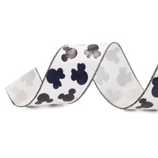 Imagem de FITA DECORATIVA ARAMADA BRANCA MICKEY E MINNIE 6,3CM X 9,14M - CROMUS - Cromus Embalagens Ind E Com Ltda