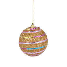 Imagem de CONJUNTO 3 BOLAS DOURADAS DECORADAS DE PLÁSTICO 8CM - GRILLO - Grillo Ltda