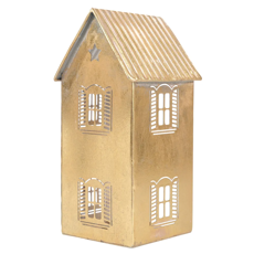 Imagem de PORTA VELAS DOURADO DECORATIVO FORMATO CASA 24X11X12CM - CROMUS - Cromus Embalagens Ind E Com Ltda