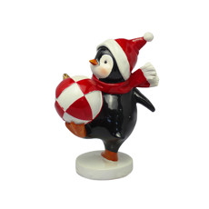 Imagem de PINGUIM NATALINO DECORATIVO COM GORRO E CACHECOL VERMELHO EM RESINA - CROSS - Cross Comercial Ltda