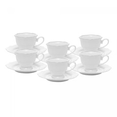 Imagem de CONJUNTO MALDIVAS 6 XÍCARAS DE CHÁ DE PORCELANA COM PIRES - WOLFF - Rojemac Impotacao E Exportacao Ltda