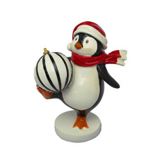 Imagem de PINGUIM NATALINO DECORATIVO COM GORRO E CACHECOL VERMELHO EM RESINA - CROSS - Cross Comercial Ltda