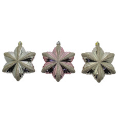 Imagem de CONJUNTO 3 PINHAS NATALINAS COM GLITTER FORMATO ESTRELA DE PLÁSTICO 11X11CM - CROSS - Cross Comercial Ltda