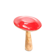 Imagem de COGUMELO VERMELHO DECORATIVO DE MADEIRA 20,5X15X15CM - CROMUS - Cromus Embalagens Ind E Com Ltda