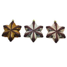 Imagem de CONJUNTO 3 PINHAS NATALINAS COM GLITTER FORMATO ESTRELA DE PLÁSTICO 11X11CM - CROSS - Cross Comercial Ltda