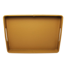 Imagem de BANDEJA RETANGULAR EM MADEIRA REVESTIDA DE COURO SINTÉTICO MARROM - CROSS - Cross Comercial Ltda