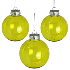Imagem de BOX COM 3 BOLAS DE NATAL AMARELO PISTACHE TRANSPARENTE EM PLÁSTICO 8CM - GRILLO - Grillo Ltda