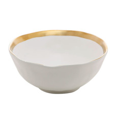 Imagem de BOWL DE PORCELANA DUBAI BRANCO E DOURADO 7CM X 15CM - WOLFF - Rojemac Impotacao E Exportacao Ltda