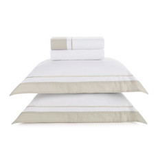 Imagem de JOGO DE CAMA QUEEN 200 FIOS DE ALGODÃO FIESOLE BRANCO/GRIGIO - TRUSSARDI - Karsten S.A 