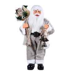 Imagem de PAPAI NOEL DECORATIVO BRANCO COM SINO E ENFEITES 80CM - GRILLO - Grillo Ltda