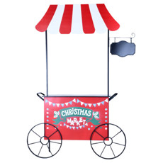 Imagem de CARRINHO LOJA NATALINO VERMELHO E BRANCO DE METAL 212X115X40CM - GRILLO - Grillo Ltda