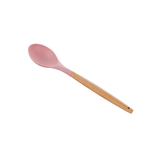 Imagem COLHER DE SILICONE COM CABO DE BAMBU CHARMY ROSA 31,5CM - LYOR 