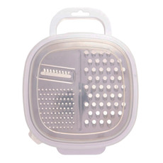 Imagem de RALADOR 2 EM 1 INOX COM POTE COLETOR DE ALIMENTOS E TAMPA EM PLÁSTICO - LYOR - Coliseu Presentes Ltda