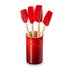 Imagem de SET VERMELHO 3 ESPÁTULAS E 1 PINCEL CRAFT COM PORTA UTENSÍLIOS CLÁSSICO - LE CREUSET - Le Creuset Do Brasil 