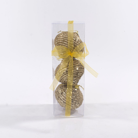 Imagem BOLA NATALINA DOURADO 8CM COM 3 PEÇAS 40578 GRILLO