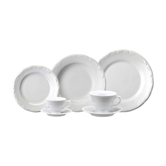 Imagem SERVIÇO DE JANTAR E CHÁ POMERODE PORCELANA BRANCO 30 PEÇAS SCHMIDT 