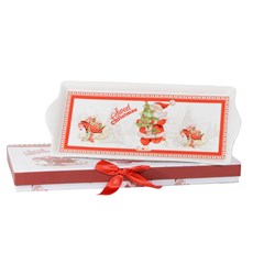 Imagem de TRAVESSA NATALINA RETANGULAR CERÂMICA SWEET CRHISTMAS 34X14CM BRANCO 42556 GRILLO - Grillo Ltda