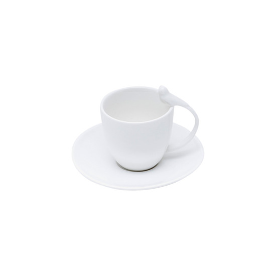 Imagem JOGO COM 6 XÍCARAS DE CAFÉ COM PIRES EM PORCELANA BIRDS 85ML BRANCO WOLFF