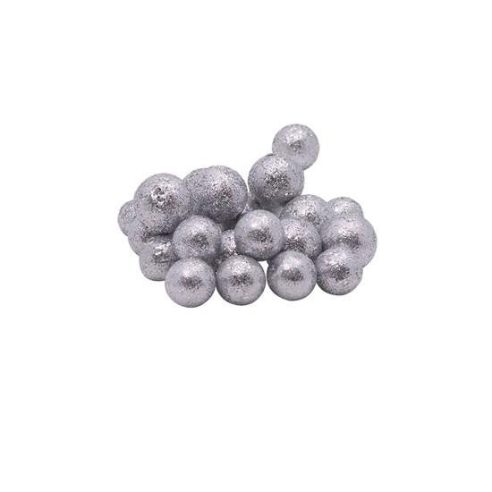 Imagem MINI BOLAS DECORATIVAS COM GLITTER 75 PEÇAS PRATA 45586 GRILLO