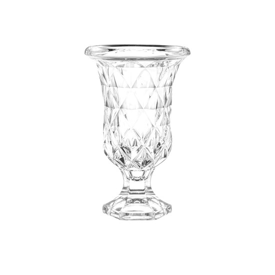 Imagem VASO COM PÉ DE VIDRO SODO-CALCICO DIAMOND 14,5X11,5CM 