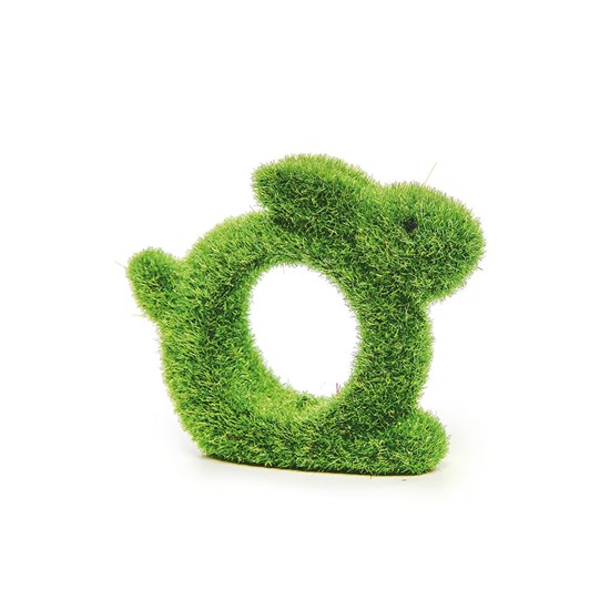 Imagem ARGOLA COELHO FLOCADO VERDE (PORTA-GUARDANAPOS) C/4 UNIDADES CROMUS