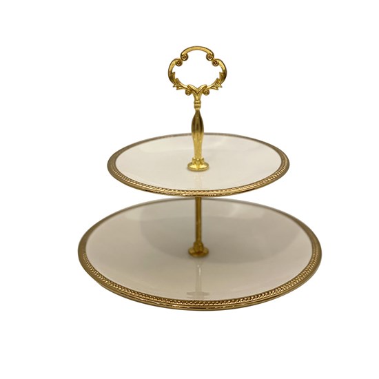 Imagem PORTA DOCE DE PORCELANA 2 NIVEIS PADDY 19 E 27CM WOLFF